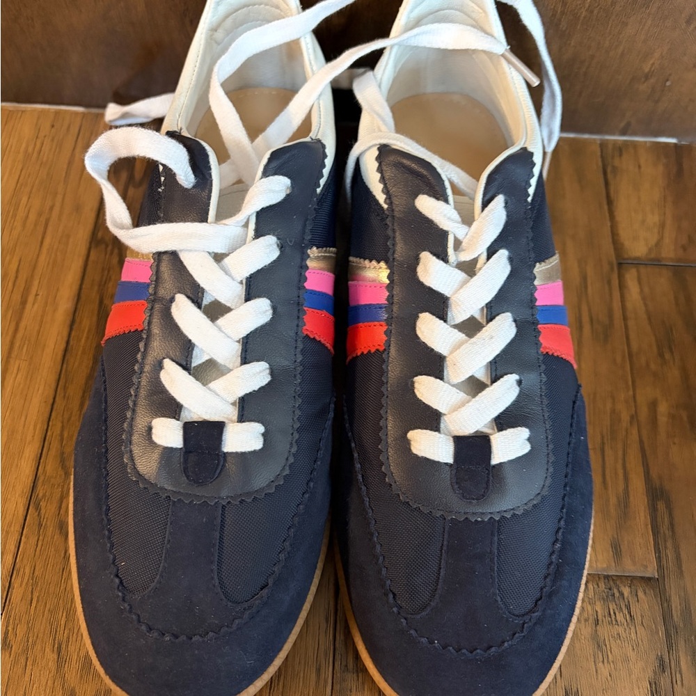 Boden Navy Sneakers with Colorful Stripes - Picture 2 of 3